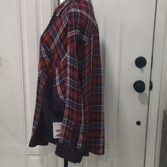 Free People Plaid Oversized Button Down Shirt - Size L - Picture 5 of 16